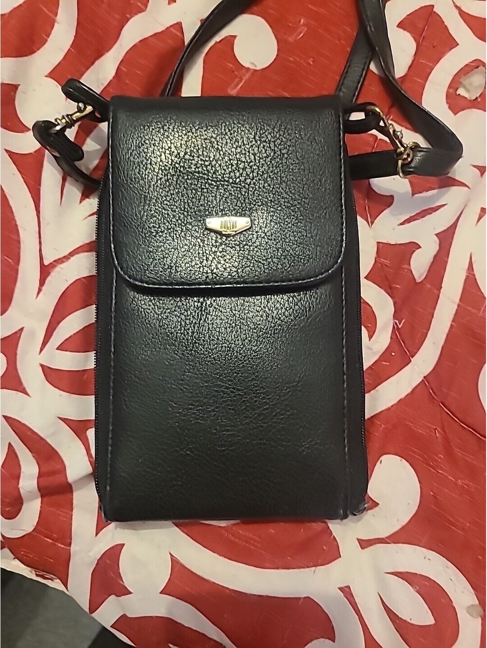 Koltov Crossbody Wallet Travel Hands-Free Compact Organizer Bag Brown Leather